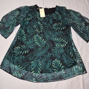 Women's Green Leaf Print Top